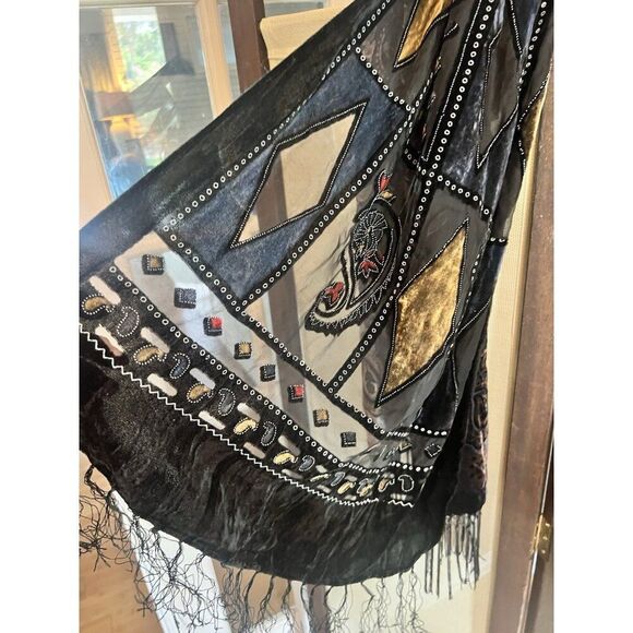 Vintage Retro Lot 3 Geometric Velvet Burnout Scarf - Picture 4 of 8